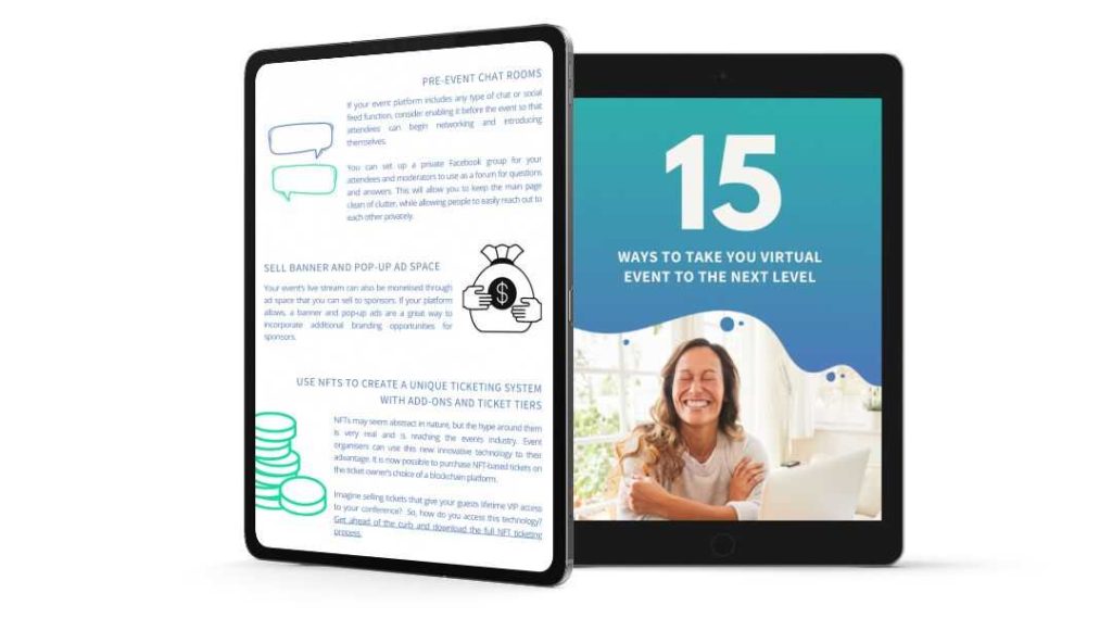 mock-up of a Flock eBook titled 15 Ways to Take Your Event to the Next Level